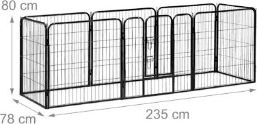 Вольєр для цуценят Relaxdays: простір для маленьких собак, тварин, внутрішній та зовнішній, 100 x 76,5 x 235 см (Чорний)