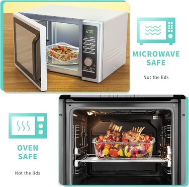 Набір контейнерів для зберігання продуктів Skroam: 10 штук, скло, BPA-free, для мікрохвильової печі та морозильника