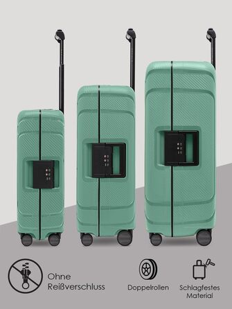Набір валіз REDOLZ Hartschalen 3-х частинний з поліпропілену | 3-х точковий замок | TSA-замок | для жінок та чоловіків (Essentials 15) Sea Green