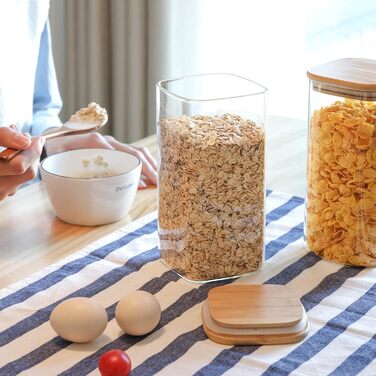 ComSaf 1500ml Storage Jars with Lid 3-Piece Set, Large Glass Containers Φ10cm Storage Containers Glass, Airtight Storage Jars for Storing Kitchen Ingredients, Storage Jars for Spaghetti, Pasta, Noodles, Flour