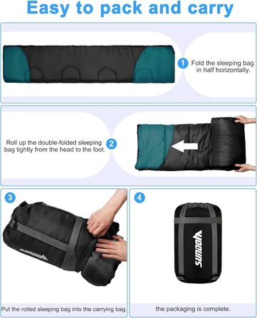 Сплячий мішок Outdoor для кемпінгу на 4 сезони - дорослий спальний мішок, функція 2 в 1, теплий, легкий, водонепроникний для рюкзаків, походів та подорожей, 220 x 80 см