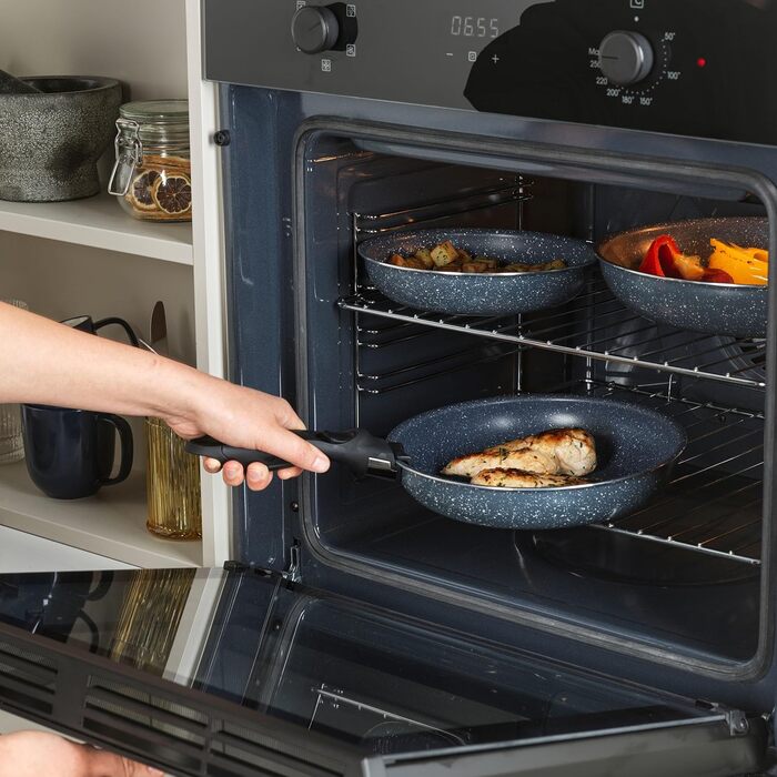 Набір сковорідок Russell Hobbs Smart Clip & Cook, 3 шт, антипригарні, знімна ручка, для індукції, духовки, 20/24/28 см, Nightfall Stone