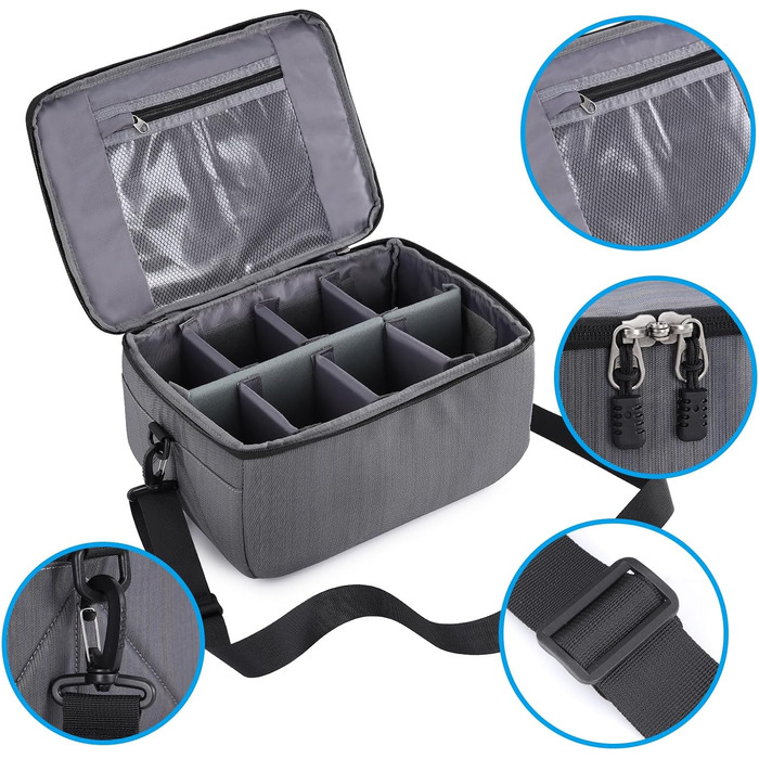 Сумка для камери Koolertron: захисна, водонепроникна, з регульованим ременем, для DSLR, фотограф-ентузіаст (сіра)