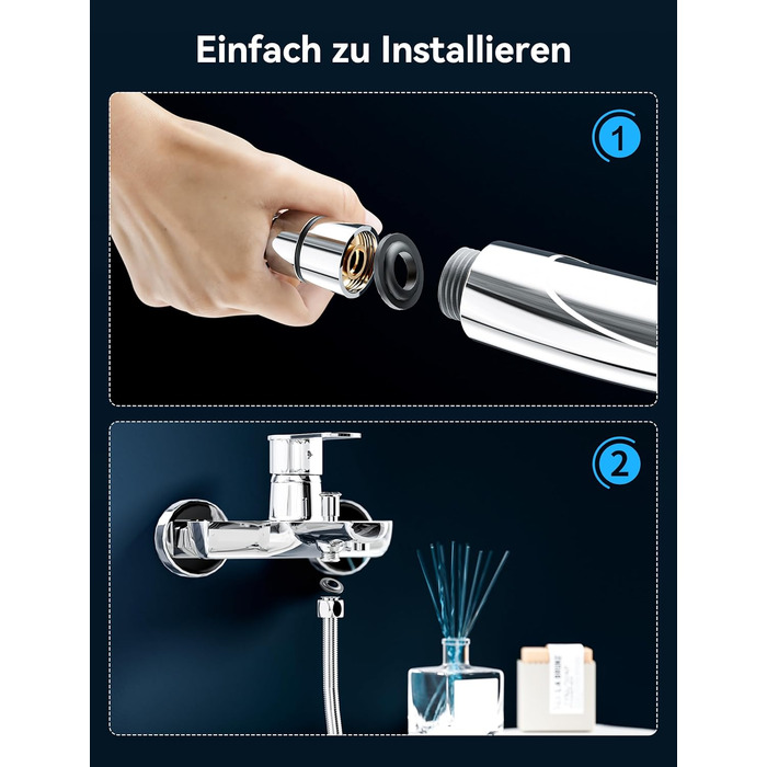 Насадка для душу Magichome з шлангом 2м, високого тиску, 5 режимів розпилення, турбо-дизайн, економна водозбереження, ручна лійка для душу з низьким тиском води (срібна з шлангом)