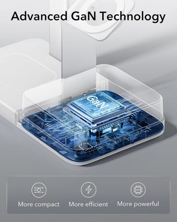 Зарядний пристрій ESR 65W GaN 5-в-1 з підтримкою MagSafe, білий. Сумісний з iPhone 17/16/15/14/13/12, Apple Watch, AirPods та USB A/C пристроями
