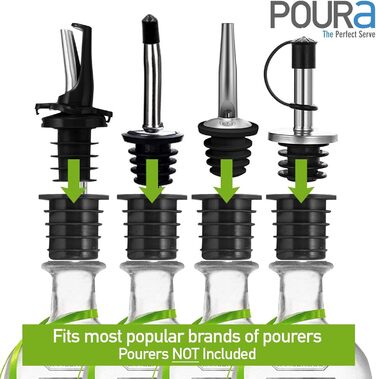 Виливники для спиртних напоїв та оливкової олії: набір з 2 шт. з адаптерами (6 шт.) | Нержавіюча сталь, чорний колір, для посудомийної машини