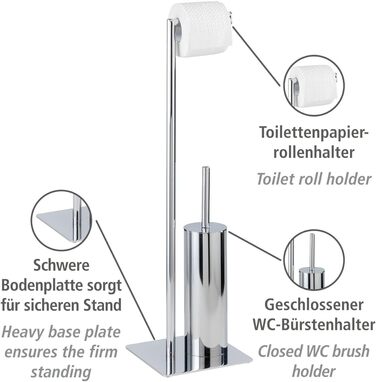 Набір для туалету WENKO Recco: тримач туалетного паперу та щітки, нержавіюча сталь, хром