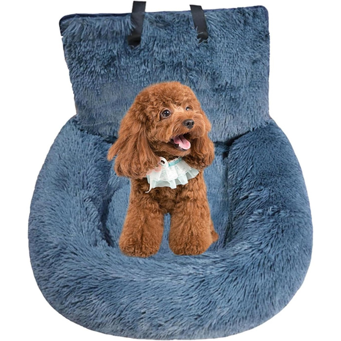 Автокрісло для собак, лежанка для собак у машину, м'яке автокрісло для собак з ременем безпеки, переноска для тварин, авто лежанка для собак, автокрісло для маленьких, середніх та великих собак, сірий колір, розмір M