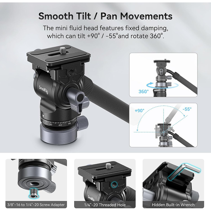 Відеоштатив SmallRig FreeBlazer CT190 (4319) 183 см з гідравлічною головою, нівеліром та моноподом для влогінгу та подорожей, навантаження 4 кг, з сумкою
