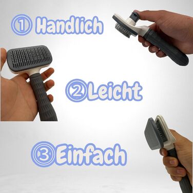 Щітка для собак та котів, самоочисна, сіра – видаляє випале шерсть, для довгої та короткої шерсті, блиск шерсті