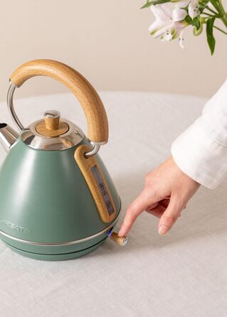 Retro Electric Kettle - Cream White - 1L Capacity, Fast Boil, Auto Shutoff, Anti-Scale Filter, Water Level Indicator