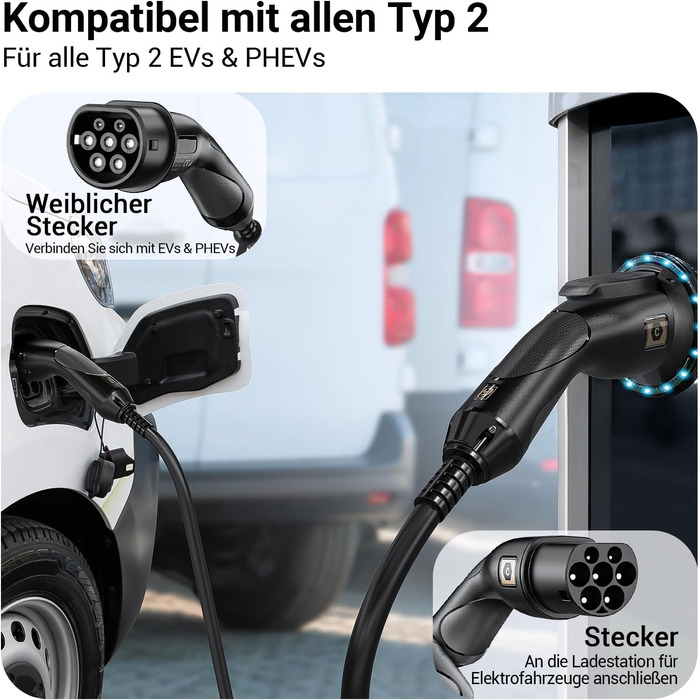 Кабель для зарядки електромобіля Tera EV Typ 2 22kW 32A 7.5м 3-фазний Mennekes IP55