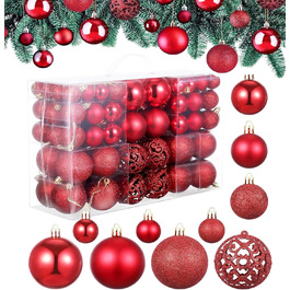 Новорічні кулі 50 шт. 3/4/6 см, блискучі кулі для прикраси ялинки, пластикові, червоні