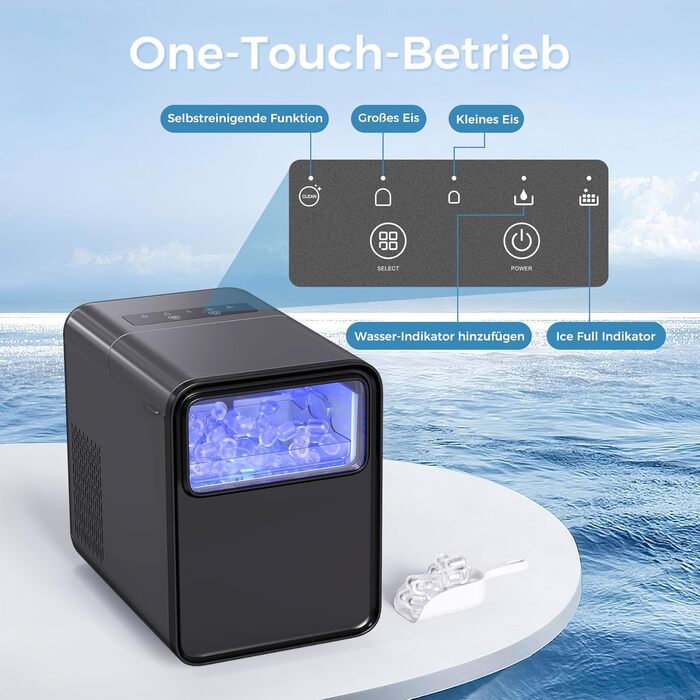 Машина для приготування льоду QEXREED, 12 кг/24 год, чорна
