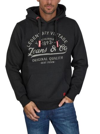Чоловічий худі riverso Regular Fit RIVArmin з капюшоном та принтом, чорний (3XL)