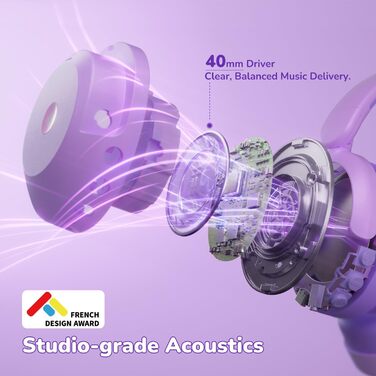 iClever Бездротові навушники з шумозаглушенням для дітей Bluetooth, 60 годин роботи, 80 дБ безпечний рівень гучності, зручна посадка, Bluetooth 5.4, AUX кабель для подорожей (білий, зелений, фіолетовий)