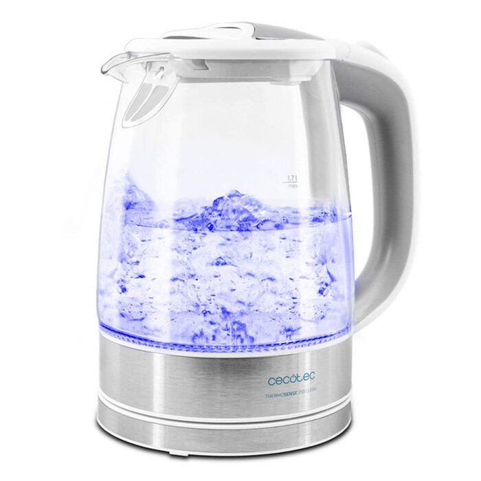Скляний електрочайник Cecotec ThermoSense 340 Clear, 2200 Вт, 1.7 л, з LED-індикатором та автоматичним вимкненням, прозорий