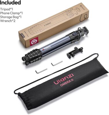Штатив ULANZI Ombra II 156см з кульковою головкою 360°, компактний туристичний штатив з швидкоїдіючою платформою Uka, тринога для DSLR, Mirrorless камер, смартфонів (вага 1,21 кг, вантажопідйомність 10 кг)