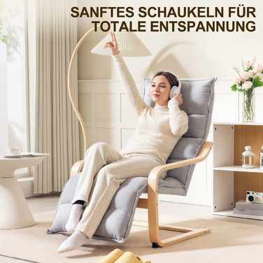 HOMCOM Lounger Chair with Adjustable Footrest, Velvet-Look for Living Room Rocking Chair with Armrests, Recliner, Reading Chair Light Grey | Aosom