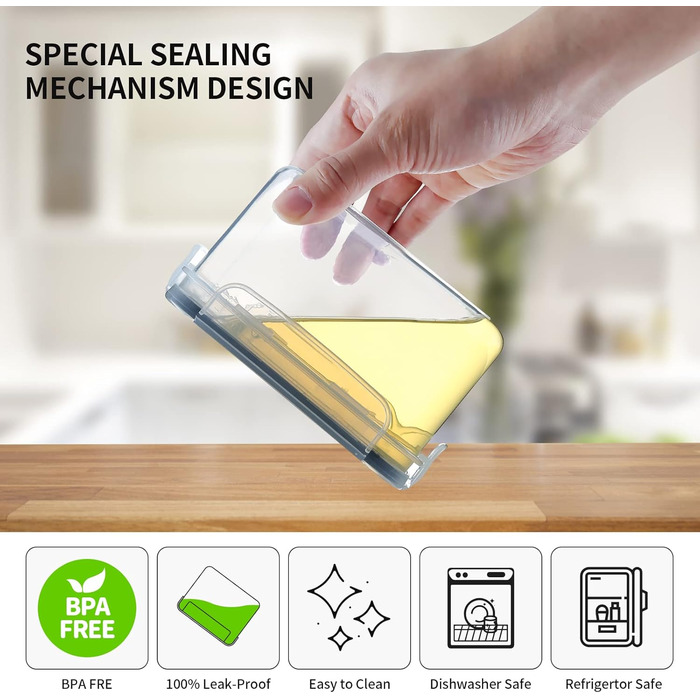 Набір контейнерів для зберігання продуктів 36 шт. з універсальною кришкою – 1 кришка для всіх 5 розмірів, герметичні та BPA-free, прозорі контейнери для їжі, з мірною ложкою та етикетками (2,4/2/1,4/0,8/0,5 л)