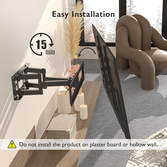 BONTEC Swivel & Tilt TV Wall Mount - Full Motion for 23-70 inch LCD LED Curved TVs & Monitors (up to 45kg, VESA 400x400mm)