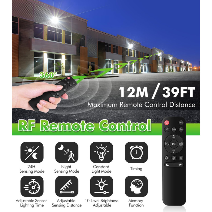 CLY 60W LED Floodlight with Motion Sensor, Remote Control, 5640LM, 6500K Cool White, IP66 Waterproof Outdoor Floodlight with Sensor, 4 Modes, 10 Brightness Levels, Spotlight for Garage, Garden, Yard