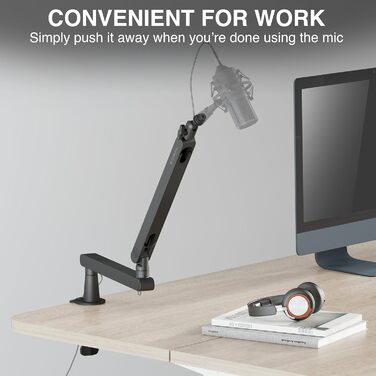 Мікрофонний тримач SENSIC SA-30 LP Low Profile з регульованим підлокітником, 360° обертання, для стрімінгу, інтегроване кабельне кріплення, універсальний, настільний