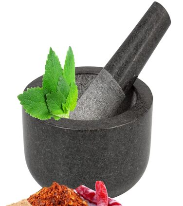 Гранітний ступка з товкачиком Smart-Planet - ступка для спецій, песто та трав, Ø 8,5 см