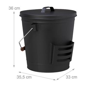 Relaxdays Ash Bucket with Lid & Broom Set