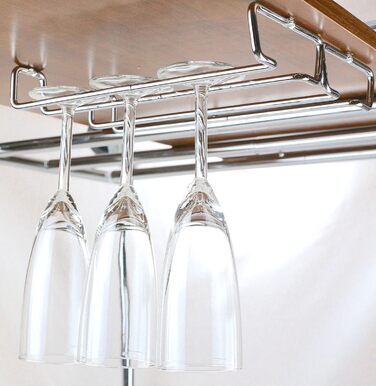 Підставка для винних келихів на ніжці DecoBros, хром, 2 шт. - Single Rail Wine Glass Rack