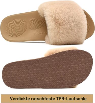 Жіночі плюшеві халапи COFACE з хутром, теплі домашні тапочки, шльопанці, сандалі, літні та зимові тапочки для дому та басейну, пухнасті тапочки, розмір 38 EU, бежеві