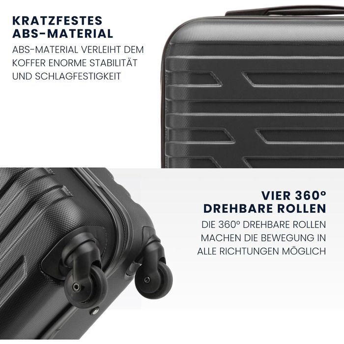 WITTCHEN A-line II Carry-on Suitcase, Cabin Luggage, Hand Luggage, Rolling Suitcase, Travel Suitcase, Boarding Suitcase, Hard Shell, ABS, High-Quality and Stable, Size S (Gray)