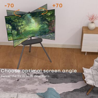 Підставка для телевізора PUTORSEN: поворотна, регульована по висоті, 43-65 дюймів, з полицею, до 40 кг, VESA 400x400, сіра