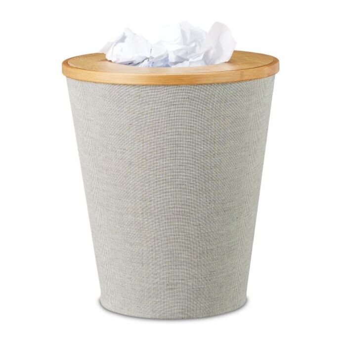 Relaxdays Bamboo Round Waste Bin