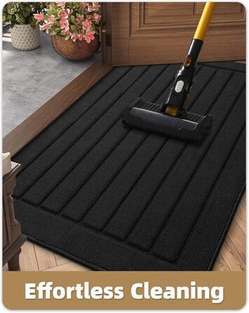 Килимок для дому COLOR&GEOMETRY 44x76 см – чорний, машинного прання, протиковзкий, вбираючий, мінімалістичний дизайн для входу, порогу та коридору