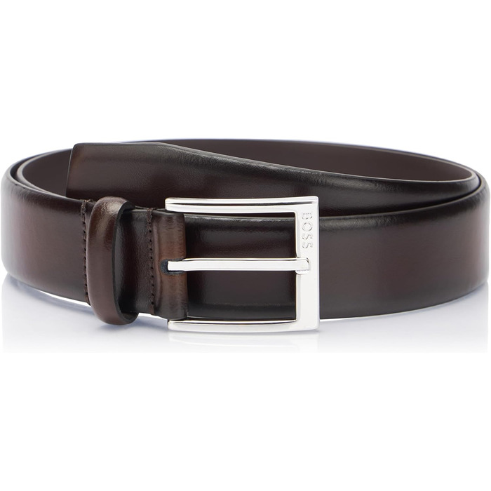 Чоловічий шкіряний ремінь BOSS Elloy-PC-An з логотипом, виготовлений в Італії (120, Коричневий)