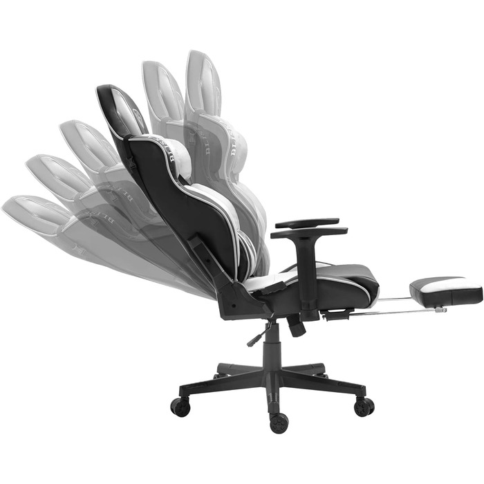 TRISENS Gaming Chair Racing Style Chair with Sports Seat and Ergonomic 4D Armrests, Color: Black/White