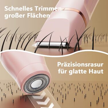 Електричний жіночий тример для бікіні та тіла 2-в-1, вологостійкий, рожевий