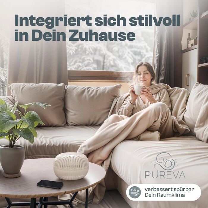 Безструменевий осушувач повітря Flow для кімнат до 25 м² з гранулами осушувача 450г - для комфортного мікроклімату (кремовий)