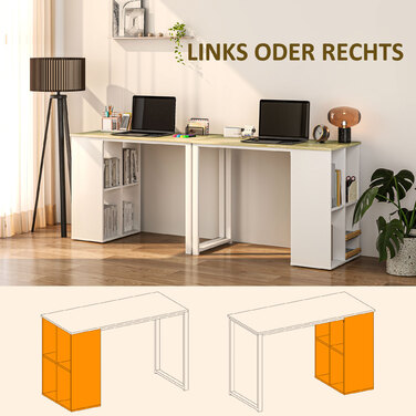 HOMCOM Desk Computer Desk with Storage Compartments, Modern Office Desk with Steel Frame, PC Desk for Home Office, Study Room, Small Room 100 x 54 x 75 cm, Oak | Aosom
