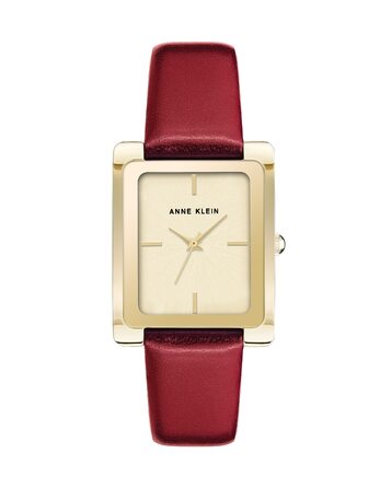 Жіночий шкіряний годинник Anne Klein (темно-червоний/золотий)