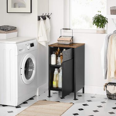 SONGMICS Storage Cabinet, Metal Cabinet, with Double Door, Magnetic Closure, Adjustable Shelf, Steel Frame, 40 x 42.5 x 76 cm, Vintage Brown-Black LSC101B01