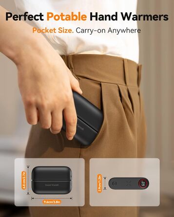 Електричний грієчка для рук 2-в-1 магнітний, 8000 mAh, 3 режими до 60°C, миттєвий нагрів, Dual USB-C, для активного відпочинку, подарунок, Raynauds, чорний