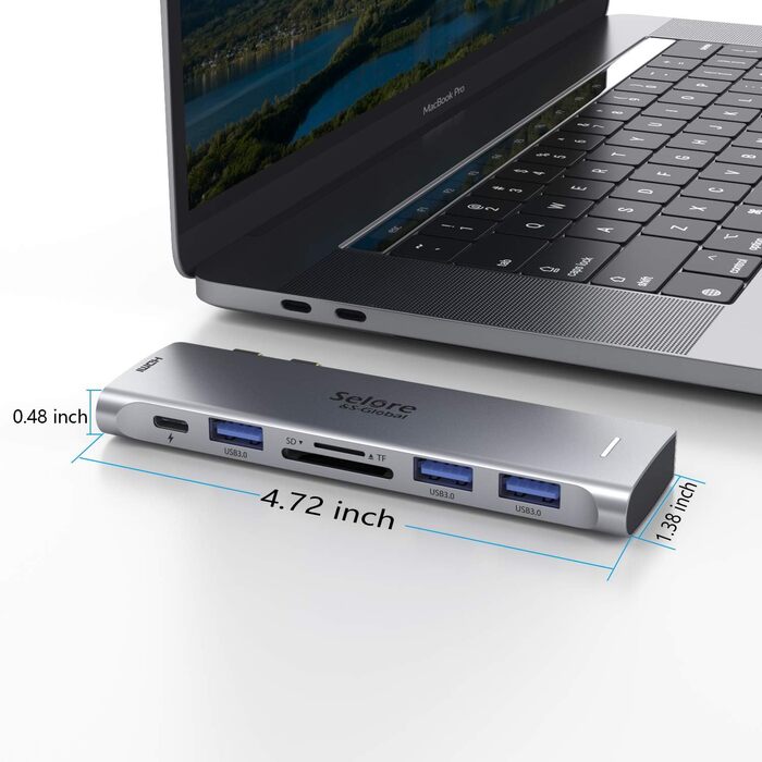 Док-станція USB-C з підтримкою 2 моніторів 4K, DisplayPort, USB3.1, RJ45, 100W PD, картрідер, аудіо/мікрофон, для ноутбуків Dell HP (7 в 2, сірий)