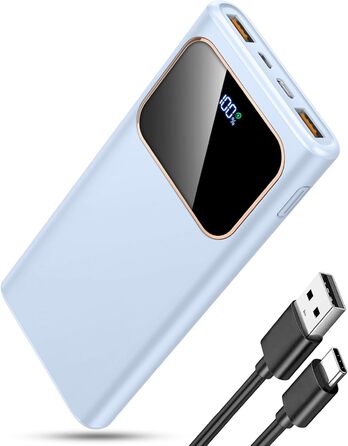 Power Bank 10000mAh з USB-C, 22,5W PD3.0 та QC4.0, для iPhone, Android, LED-індикатор, Elegantes Nachtblau