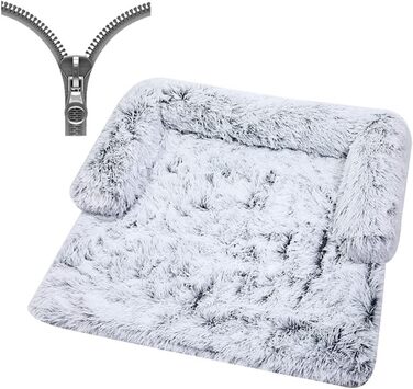 Ліжко для собак великих та маленьких порід, захист дивану, плюшеве, м'яке, дихаюче, ліжко для котів, тепле зимове, довговічне, собача лежанка, можна прати, нековзне собаче ліжко (M, 90x90x20 см), колір: сірий