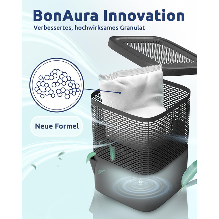 BonAura® AirOne Dehumidifier Refill Packs - 12 Pack - 680g Dehumidifier Granules - Refill Packs for Living Spaces - Protection Against Mold & Odors