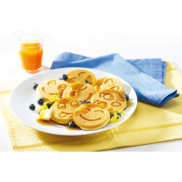 Сковорода для млинців Erreke з антипригарним покриттям, рожева, для індукційних плит, 7 смайликів