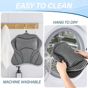 Підголовник для ванни з 2 міцними присосками, анатомічний, з 4D Air Mesh, для комфортного відпочинку та релаксу у ванні