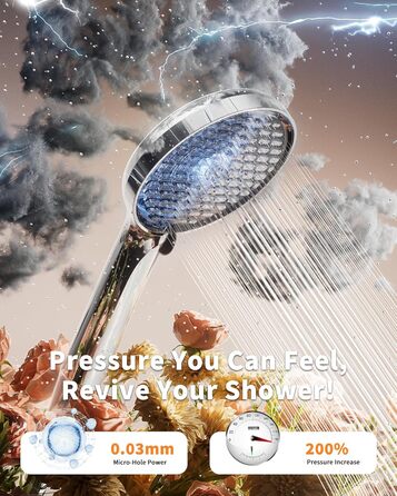 Фільтр для душу Cobbe, душова лійка з шлангом, високий тиск, 6 режимів, економія води, фільтр від накипу, для жорсткої води, хлору, чорний